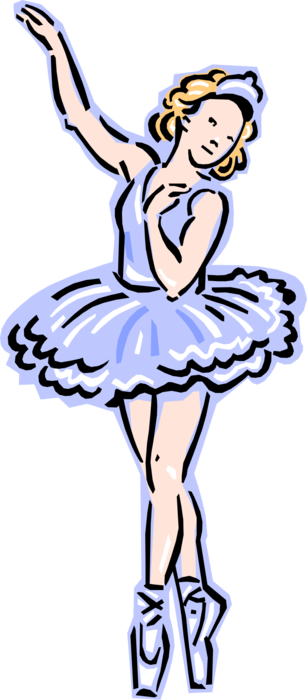 Vector Illustration of 1950's Vintage Style Ballerina Performs Ballet