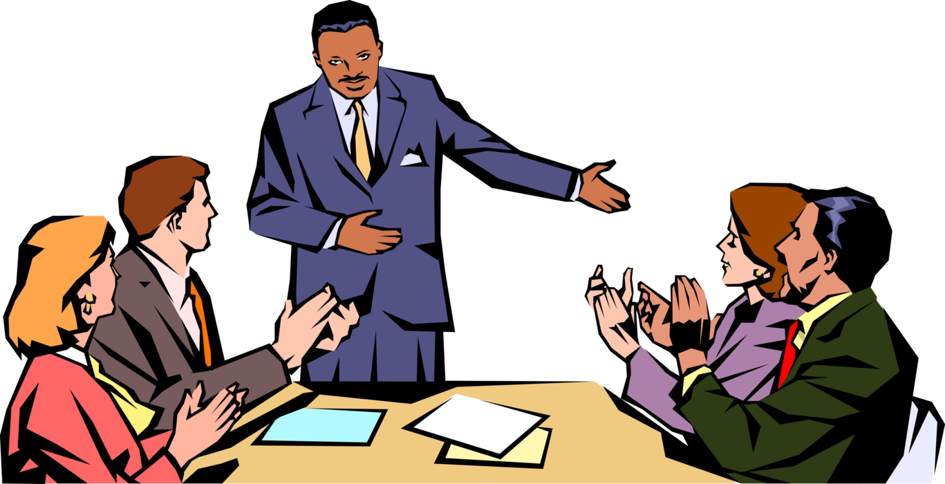 Vector Illustration of Boardroom Sales Meeting and Presentation