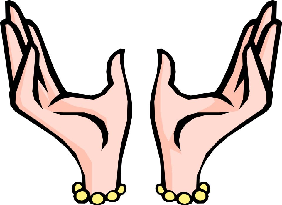 Vector Illustration of Female Hands Gesture Skyward
