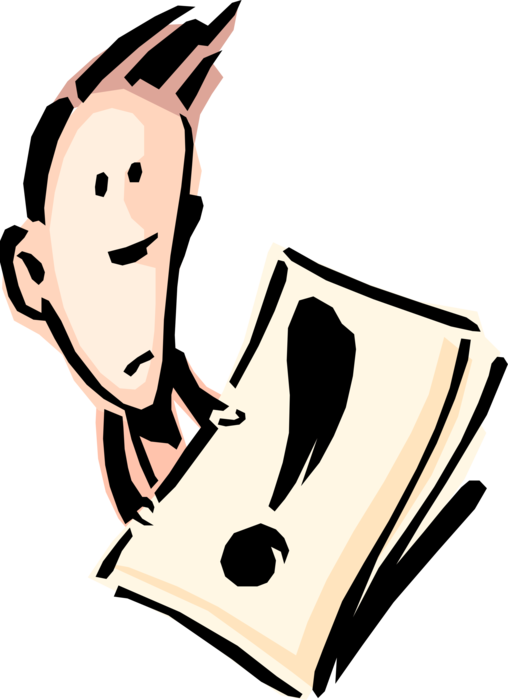 Vector Illustration of Man with Exclamation Mark on Paper