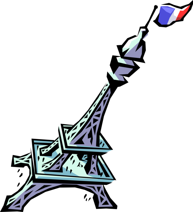 Vector Illustration of Eiffel Tower on Champ de Mars Cultural Icon and World Landmark of Paris, France