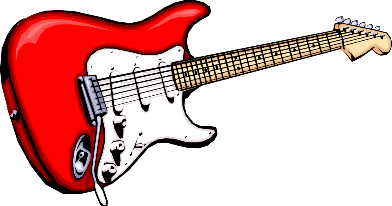 Vector Illustration of Fender Stratocaster Electric Guitar Stringed Musical Instrument