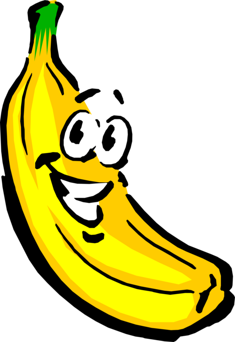 Vector Illustration of Anthropomorphic Edible Fruit Banana