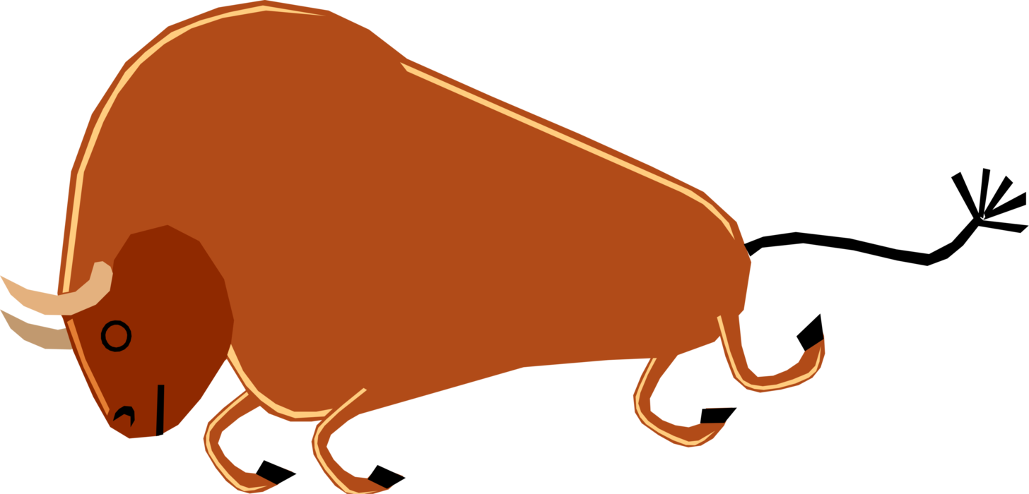 Vector Illustration of Farm Agriculture Livestock Animal Bull Charging