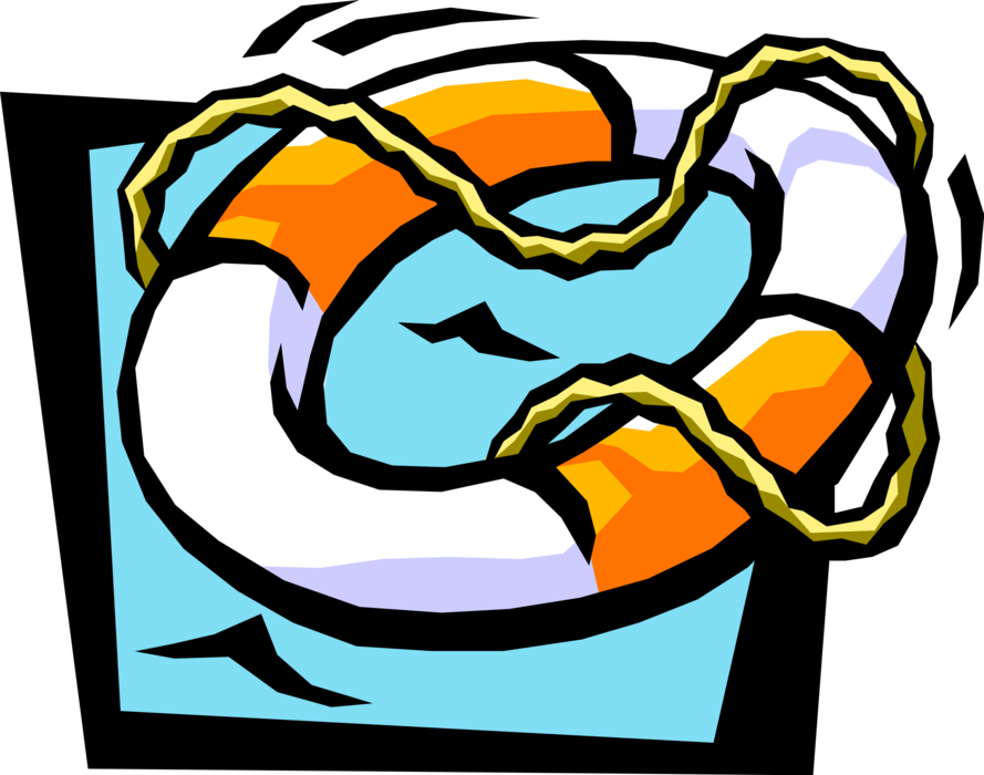 Vector Illustration of Lifebuoy Ring Lifesaver Life Saving Floating Buoy Provides Buoyancy and Prevents Drowning