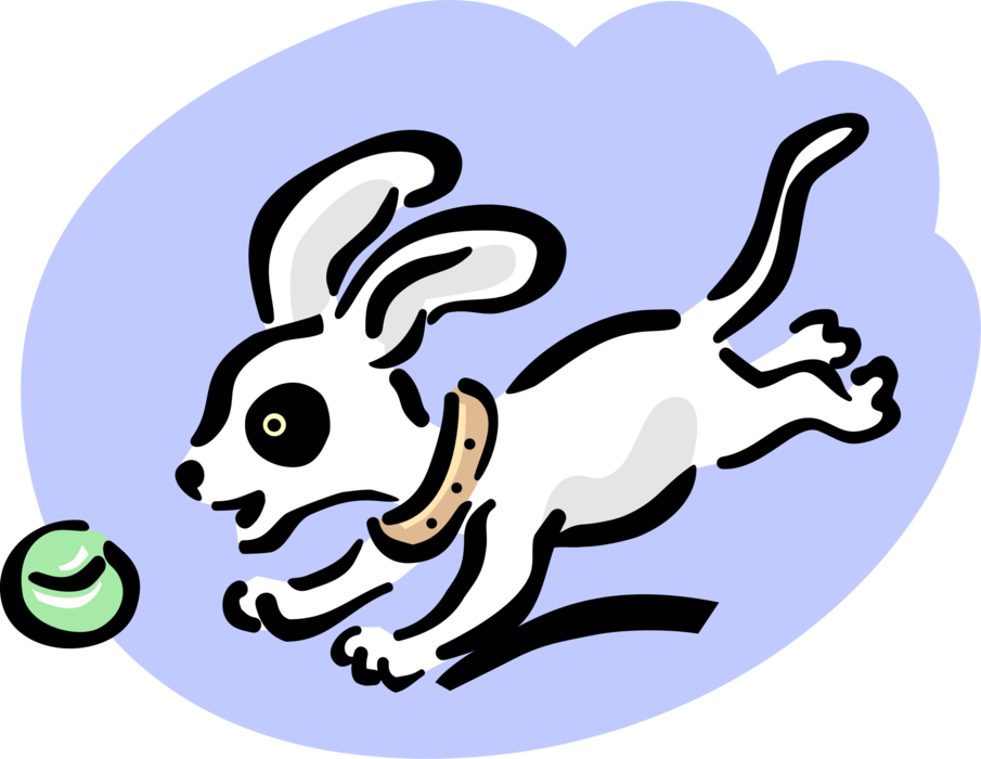 Vector Illustration of Puppy Dog Chasing Ball