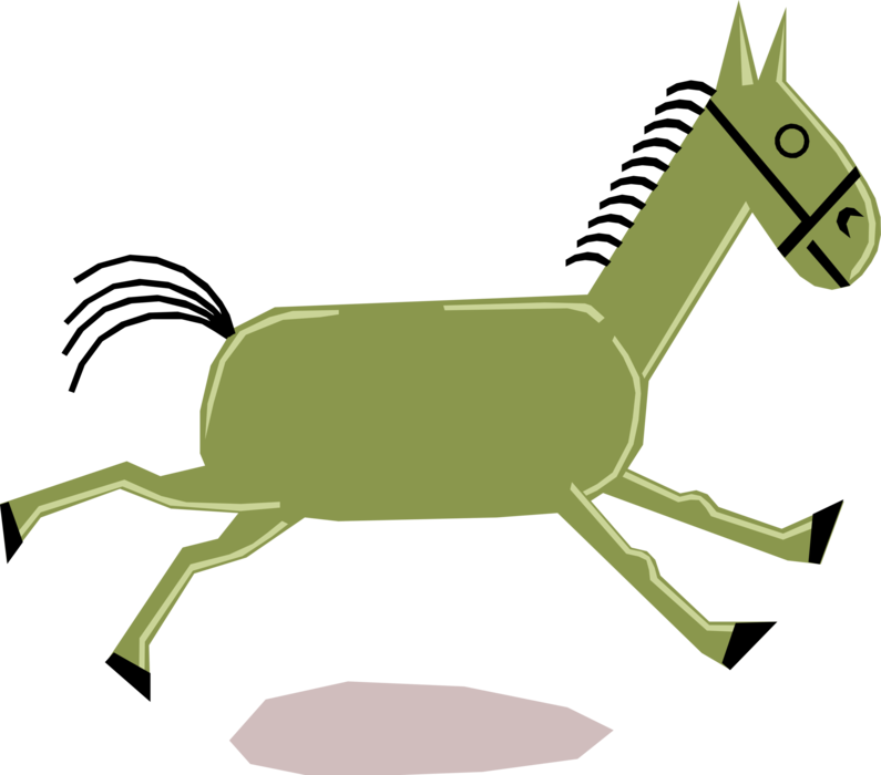 Vector Illustration of Farm Agriculture Livestock Animal Solid-hoofed, Quadruped Horse Runs