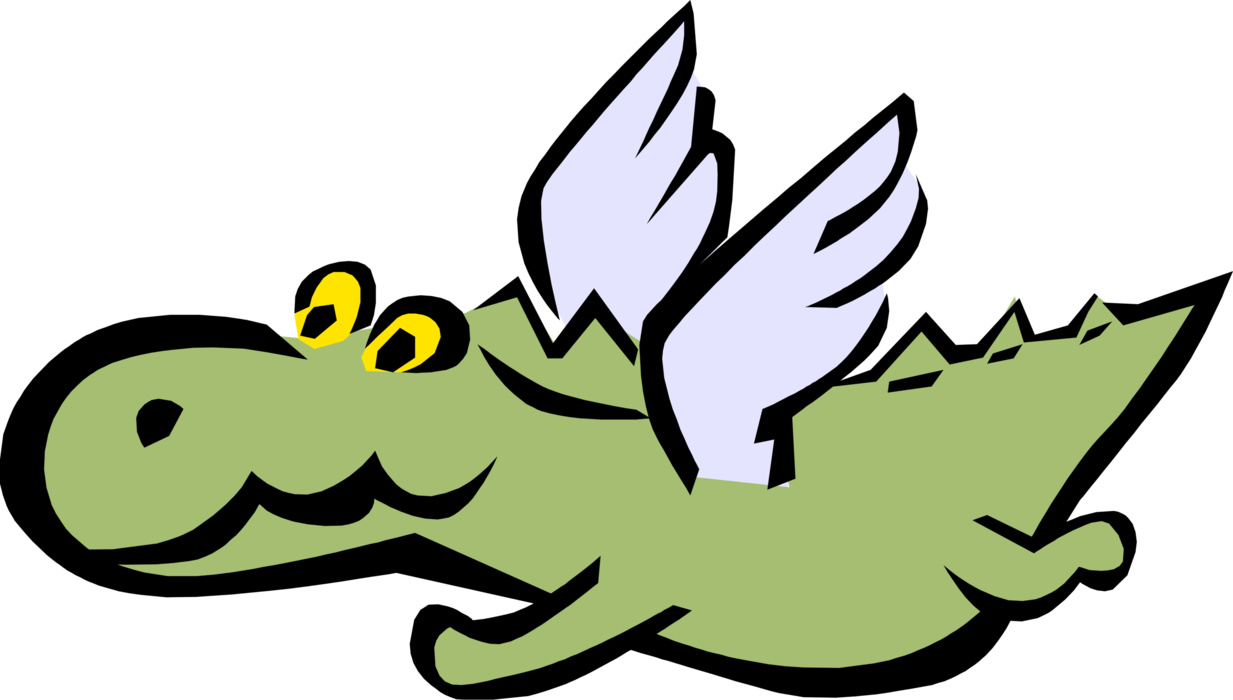 Vector Illustration of Cartoon Dinosaur with Wings
