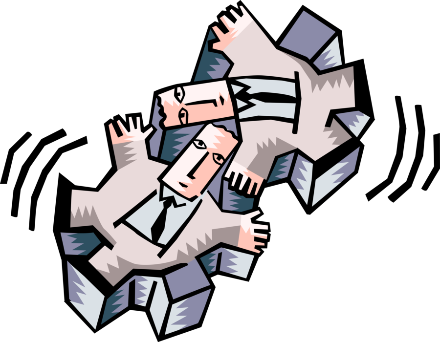 Vector Illustration of Office Workers as Mere Cogs in the Gears of Business