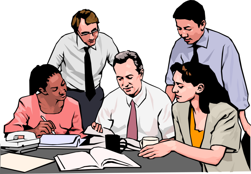 Vector Illustration of Manager Discusses Business Results in Sales Meeting
