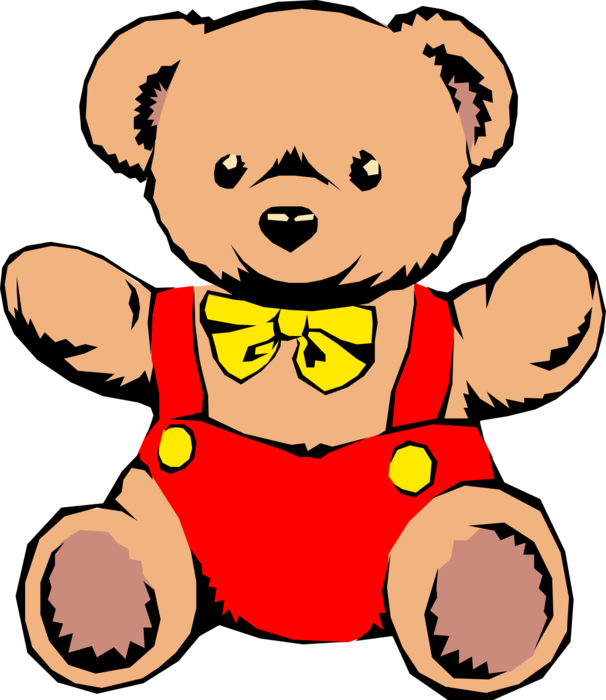 Vector Illustration of Child's Stuffed Animal Teddy Bear Play Toy