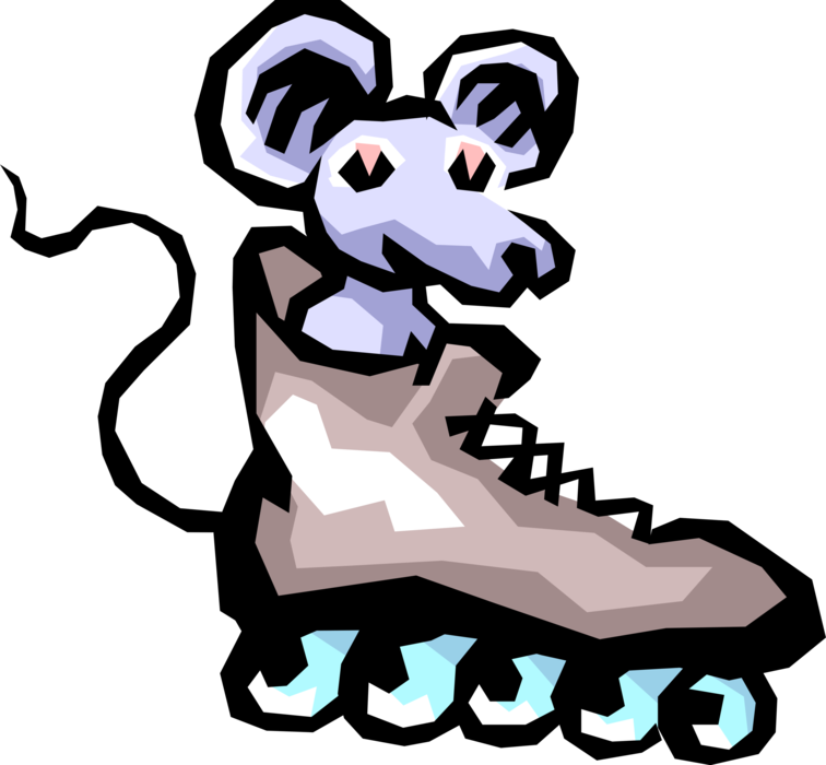 Vector Illustration of Rodent Mouse with Rollerblades