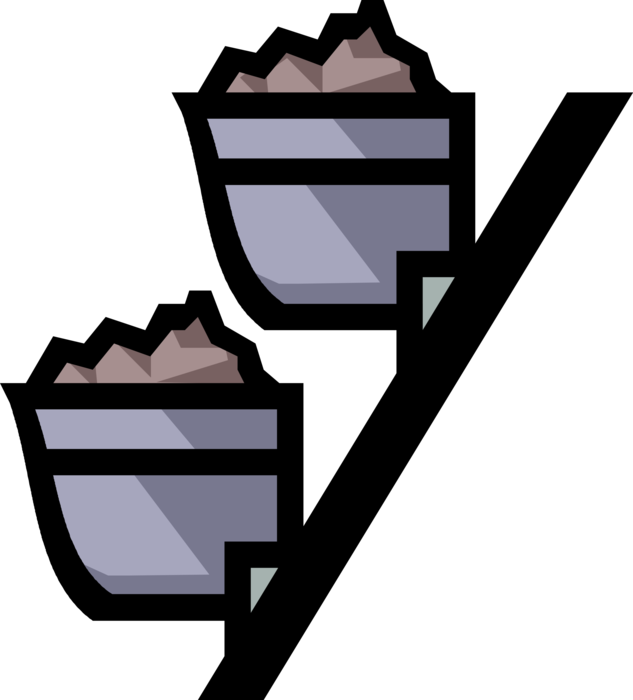 Vector Illustration of Industrial Mining Coal Mineral of Fossilized Carbon