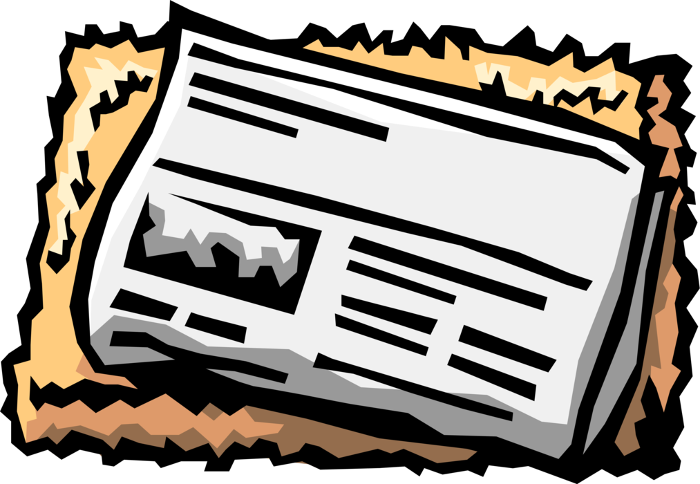 Vector Illustration of Newspaper Serial Publication Containing News, Articles, and Advertising