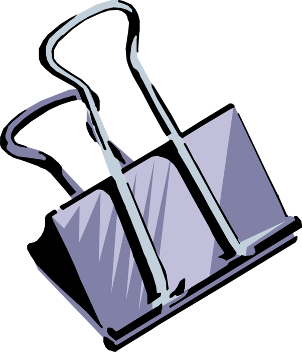 Vector Illustration of Strong Metal Bulldog Binder Clip Keeps Papers Securely Fastened