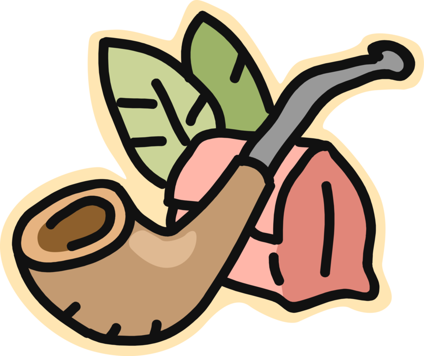 Vector Illustration of Smoker's Pipe with Tobacco Pouch
