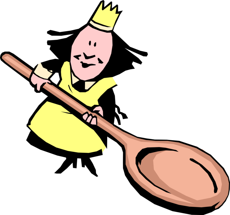 Vector Illustration of Female Chef with Wooden Spoon