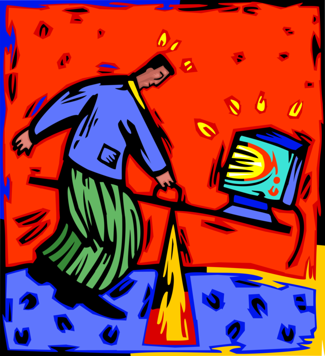 Vector Illustration of Man Balancing Computer