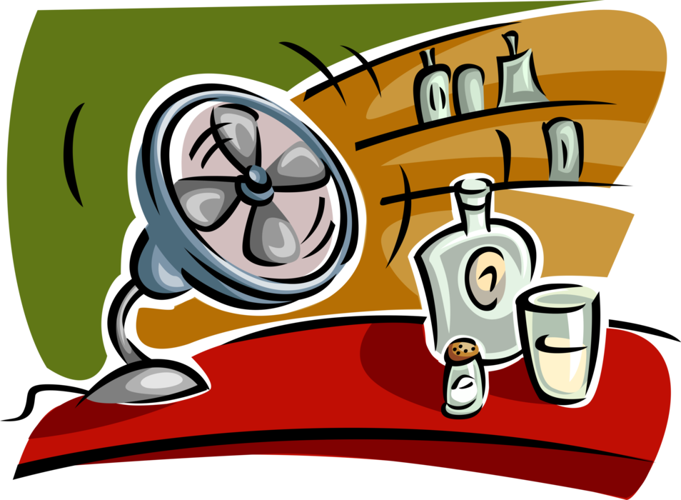 Vector Illustration of Air Circulation Fan in Tavern Bar