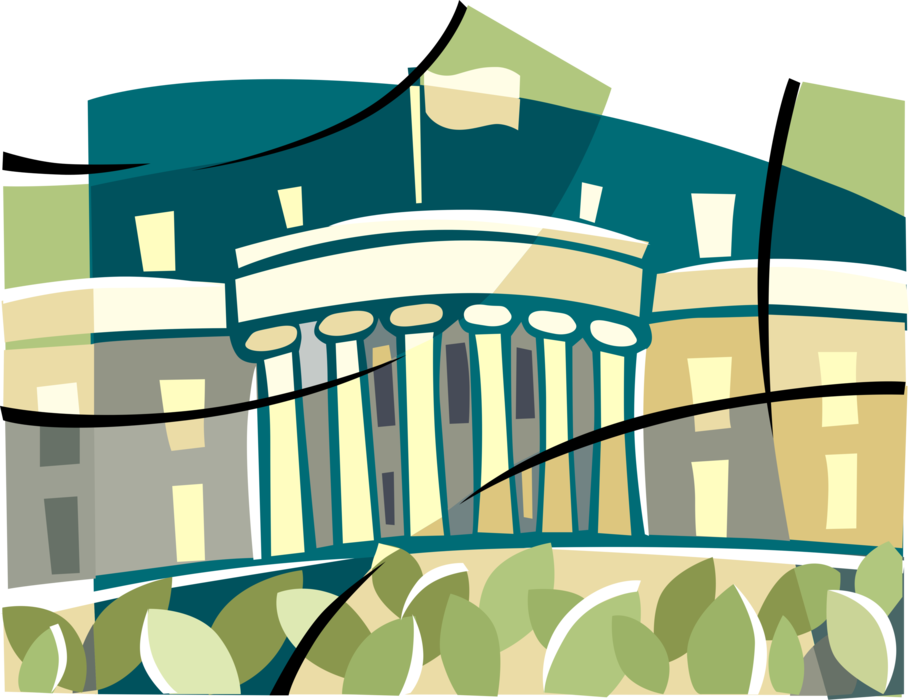 Vector Illustration of The White House, Official Residence of President of the United States, Washington, D.C.