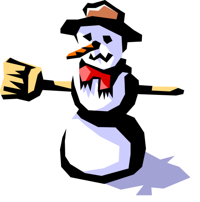 Vector Illustration of Snowman Anthropomorphic Snow Sculpture in Winter