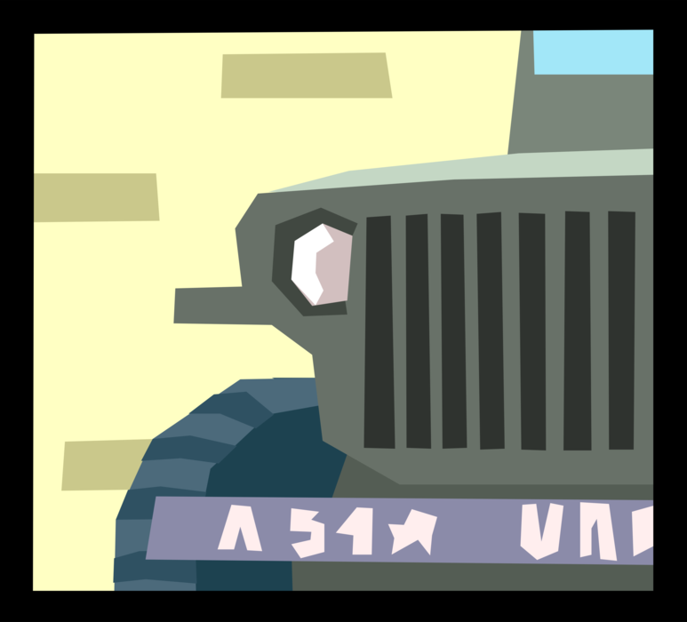 Vector Illustration of Military Army Jeep Vehicle