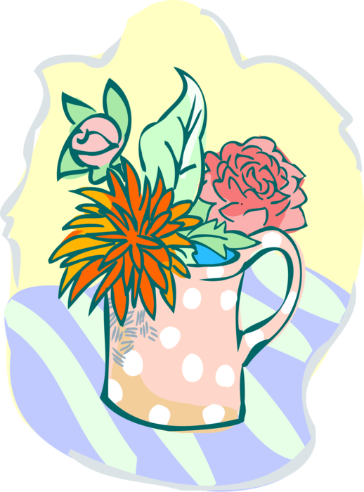 Vector Illustration of Coffee Mug with Cut Flowers