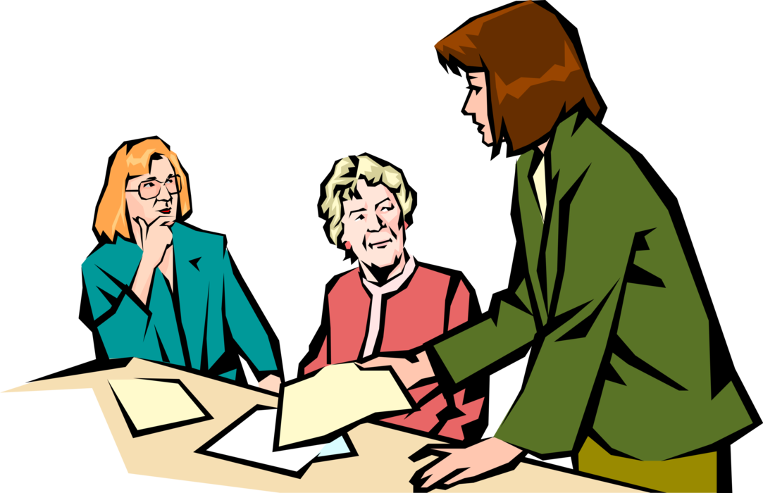 Vector Illustration of Office Meeting with Clients to Discuss and Review Business