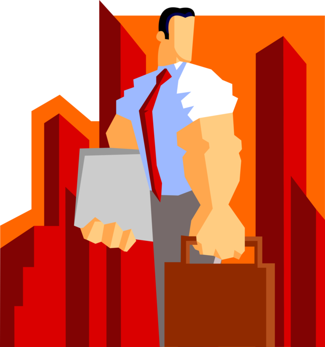 Vector Illustration of Powerful Businessman with Jacked Biceps and Forearm Muscles