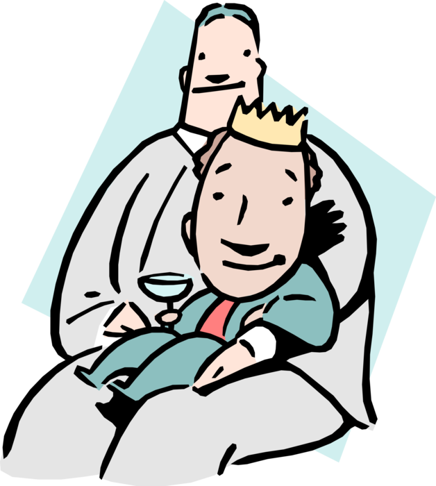 Vector Illustration of Sitting in the Lap of Luxury Idiom Businessman Feels Like King