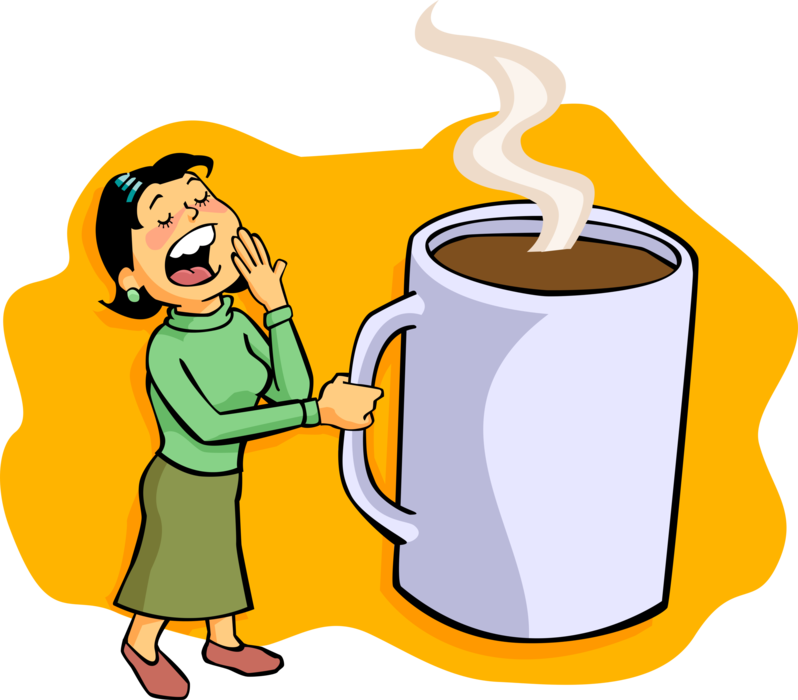 Vector Illustration of Before Morning Coffee Woman Needs Caffeine Jolt