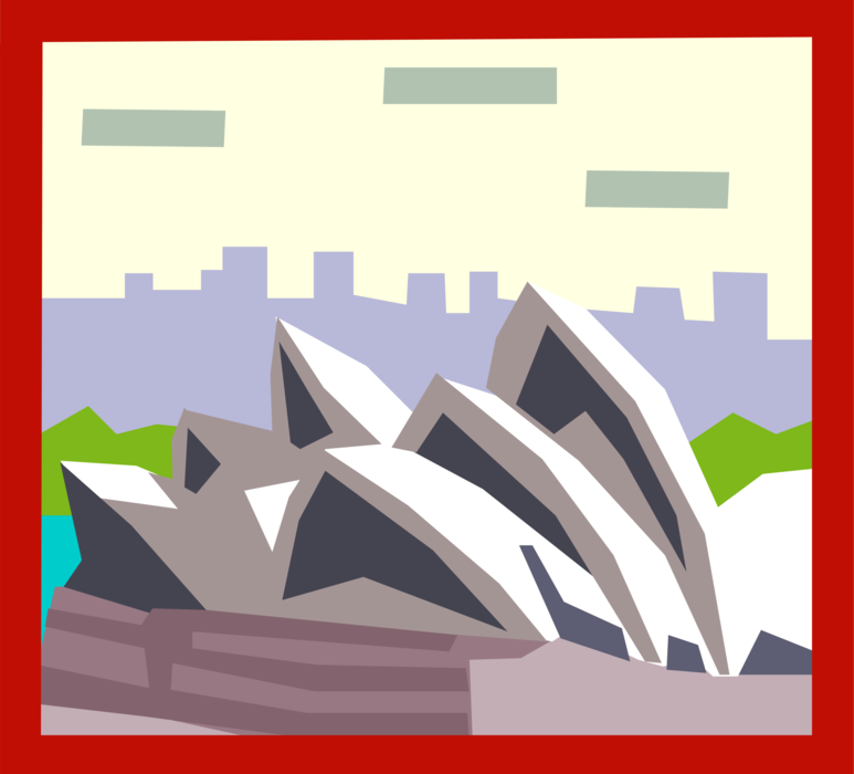 Vector Illustration of Sydney Opera House Multi-Venue Performing Arts Centre in Sydney, Australia