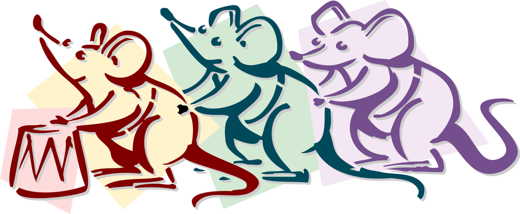 Vector Illustration of Big Top Circus Rodent Mice Performing