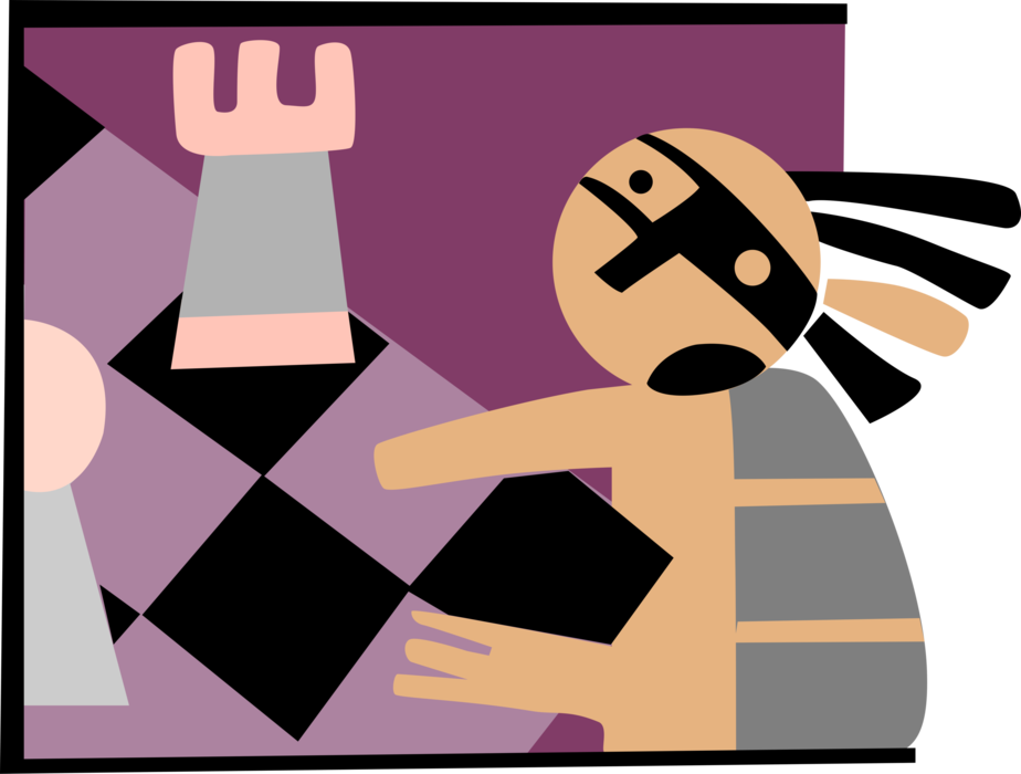 Vector Illustration of Strategy Board Game of Chess Player