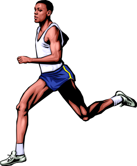 Vector Illustration of Sports Athlete Runner Running in Competitive Marathon Race