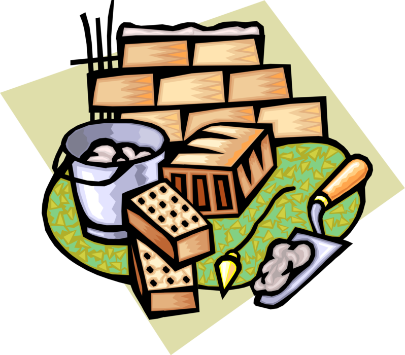 Vector Illustration of Mason's Masonry Bricklaying Tools