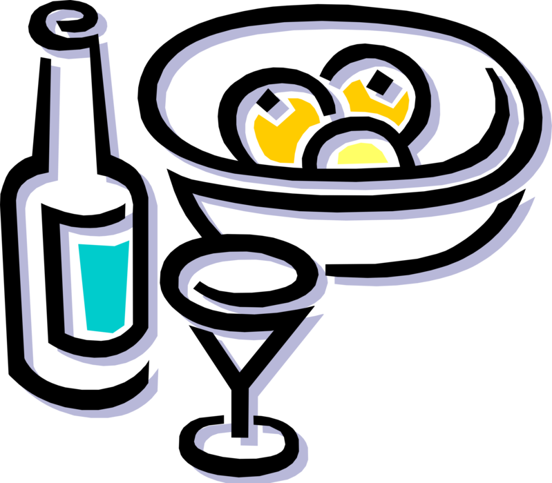 Vector Illustration of Wine Bottle Alcohol Beverage with Glass, Bowl of Fruit