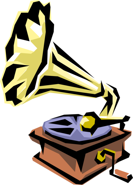 Vector Illustration of Gramophone Phonograph Record Player