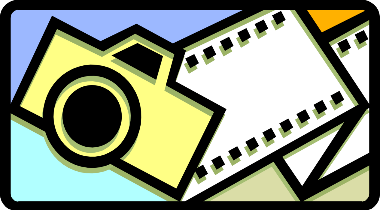 Vector Illustration of Photography Digital SLR 35mm Camera Produces Photographic Images