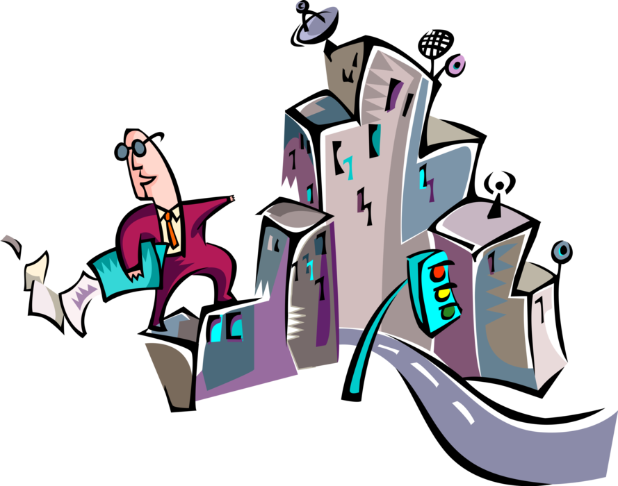 Vector Illustration of Business Executive Conducting Business in the City