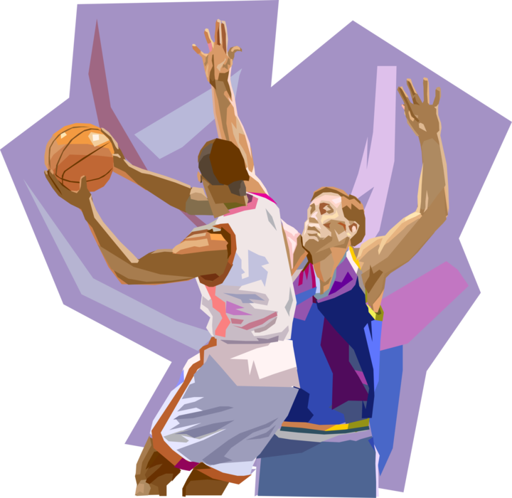 Vector Illustration of Sport of Basketball Game Player Trying for Shot