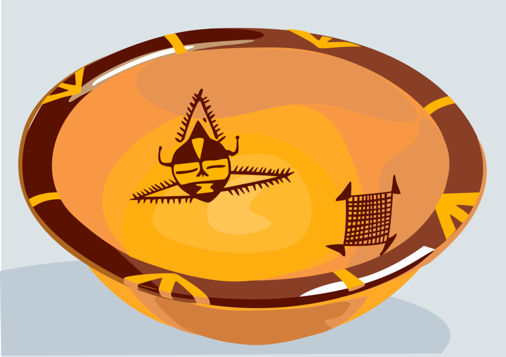 Vector Illustration of Ancient Egypt Decorated Pottery Dish