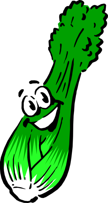 Vector Illustration of Anthropomorphic Edible Vegetable Celery Stalk
