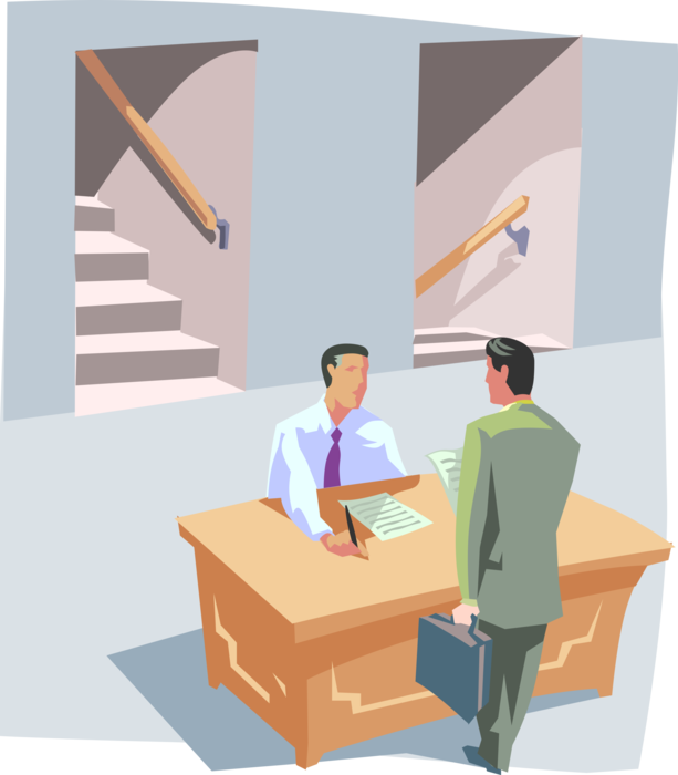 Vector Illustration of Businessman Reporting to the Boss