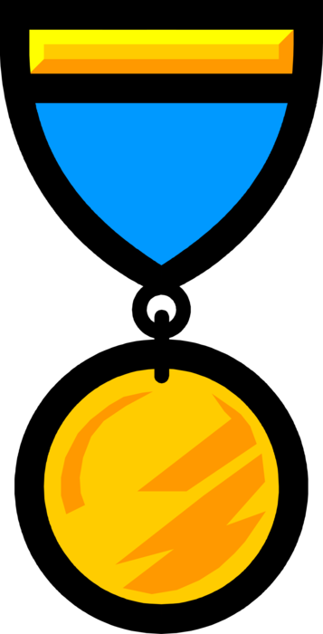 Vector Illustration of Medal or Medallion Recognizes Sporting, Military, Scientific, Academic Achievements