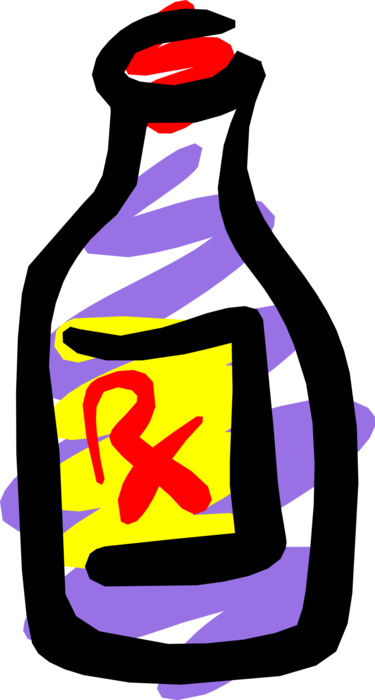 Vector Illustration of Pharmaceutical Drug Dispensed by Medical Prescription