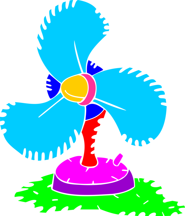 Vector Illustration of Household Electric Fan Provides Air Circulation