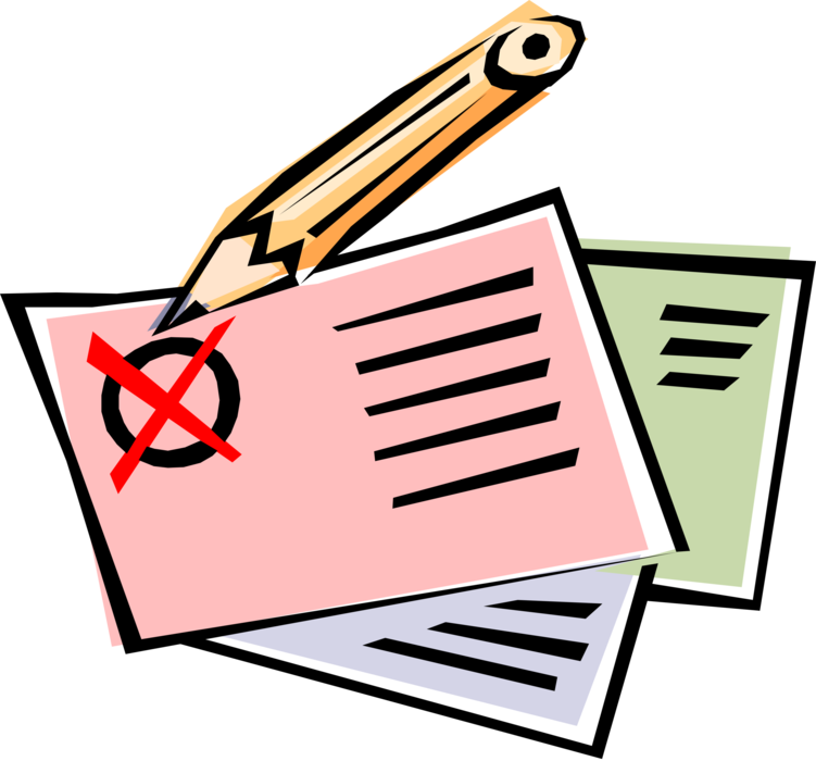 Vector Illustration of Democratic Election Ballot with Pencil Writing Instrument