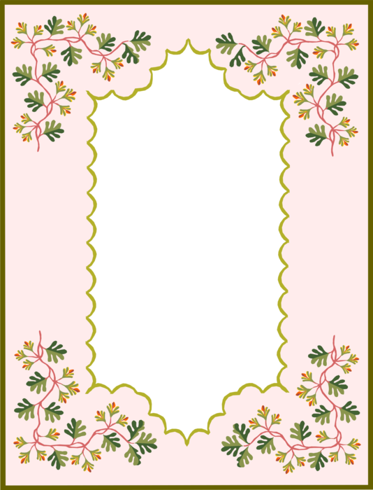 Vector Illustration of Floral Pattern with Delicate Flowers Border Frame