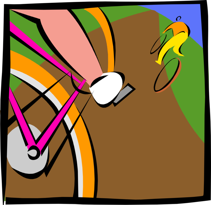 Vector Illustration of Cycling Race Cyclists on Bicycles